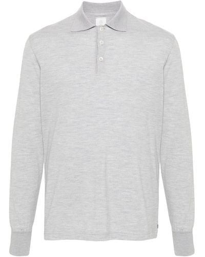 Eleventy Mélange Long-sleeve Polo Shirt - White