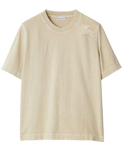 Burberry Equestrian Knight-patch Cotton T-shirt - Natural