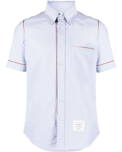 Thom Browne Rwb Stripe Cotton Shirt - Blue
