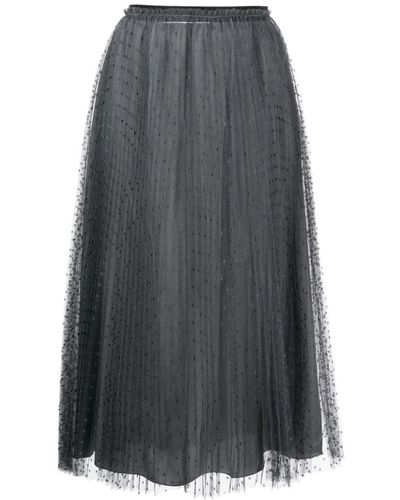 RED Valentino Falda midi en point d'esprit - Gris