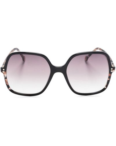 Carolina Herrera Lunettes de soleil carrées à effet écailles de tortue - Noir