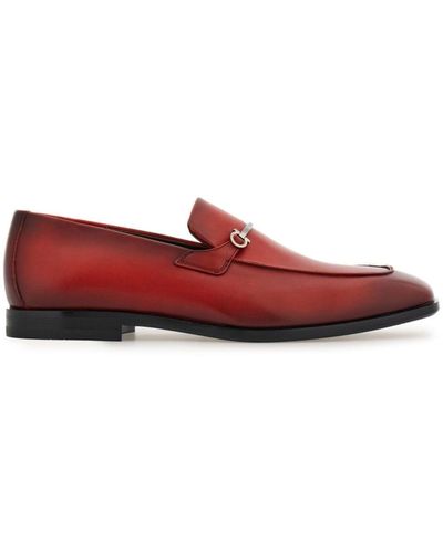 Ferragamo Mocassins en cuir à plaque Gancini - Rouge