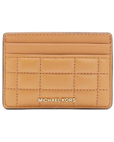 Michael Kors Leather Logo Card Holder - Natural
