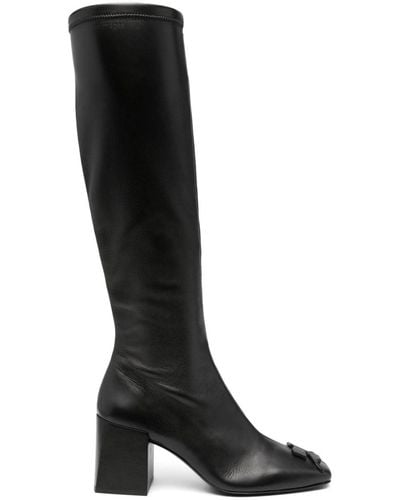 Courreges 75mm Logo-patch Knee-high Boots - Black