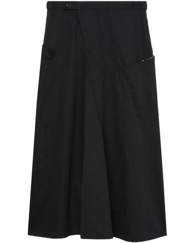 Y's Yohji Yamamoto High-waist Flared Midi Skirt - Black