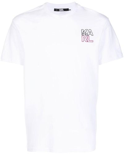 Karl Lagerfeld T-shirt Met Geborduurd Logo - Wit