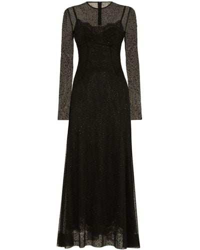 Dolce & Gabbana Strass-embellished A-line Maxi Dress - Black