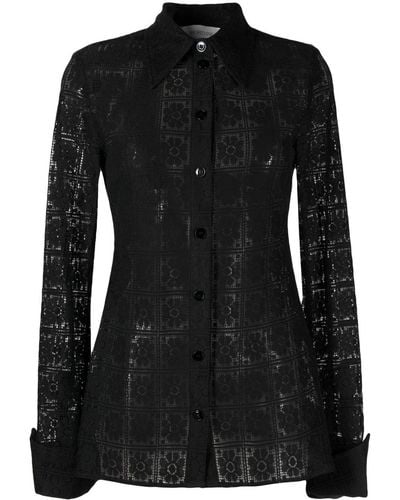 Sportmax Floral-lace Cotton Shirt - Black
