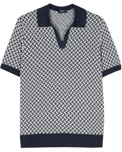 Drumohr Patterend-jacquard Polo Shirt - Black