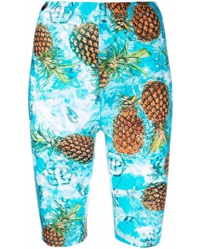 Philipp Plein Pineapple-print Shorts - Blue