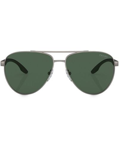 Prada Linea Rossa Logo-print Sunglasses - Green