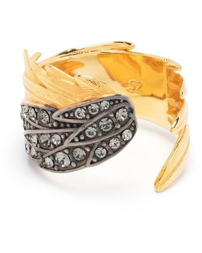 Zadig & Voltaire Feathered Crystal-embellished Ring - Metallic