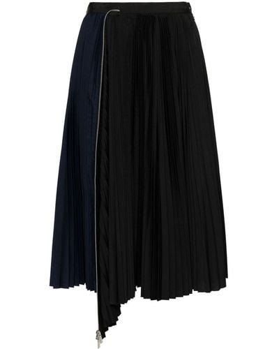 Sacai Decorative-zip Pleated Skirt - Black