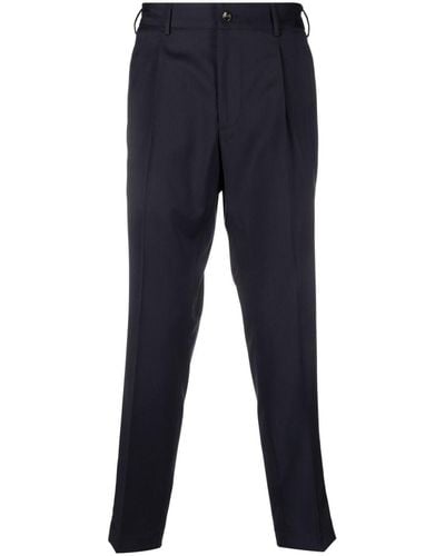 Dell'Oglio Pleat Detailing Wool Tailored Trousers - Blue