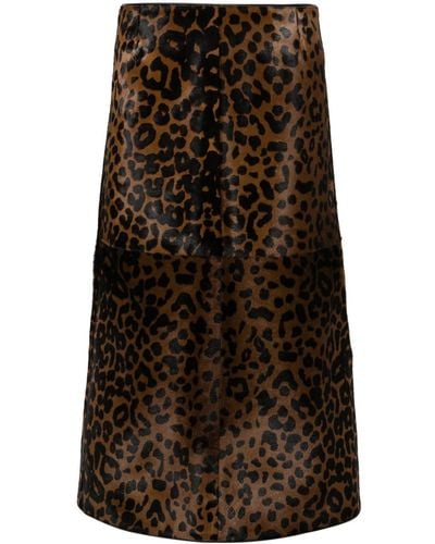 Totême Zeron Leopard-print Leather Skirt - Brown