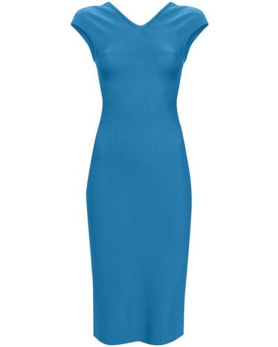 Mrz V-neck Pencil Midi Dress - Blue