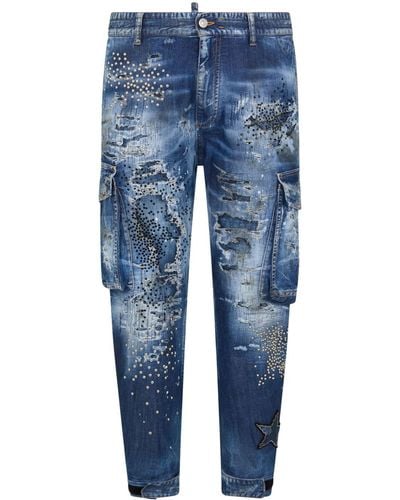 DSquared² Embellished Cargo Jeans - Blue