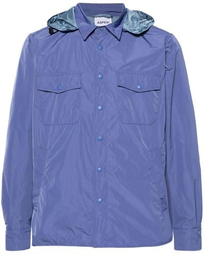 Aspesi Lightweight Hooded Jacket - Blue
