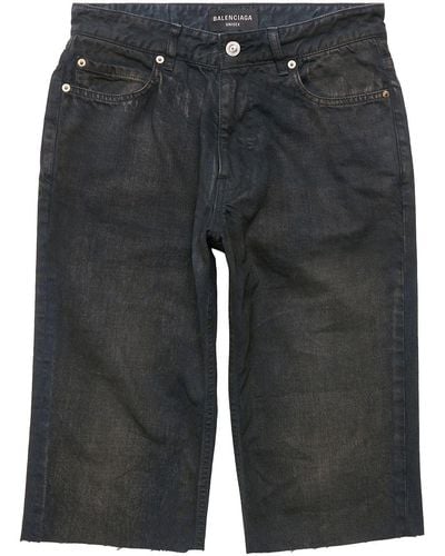 Balenciaga Bermuda en jean à poches cargo - Gris