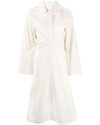 Low Classic Pleat-detail Cotton Midi Dress - White