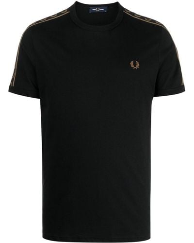 Fred Perry T-Shirt mit Logo-Streifen - Schwarz