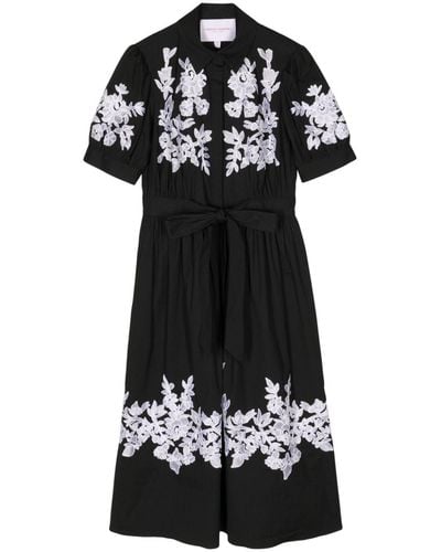 Carolina Herrera Floral-embroidered midi dress - Schwarz