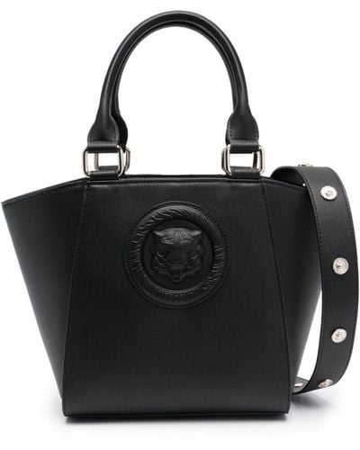 Just Cavalli Panther-plaque Bucket Bag - Black