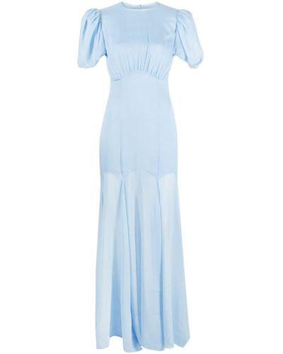 De La Vali Aqua Puff-sleeve Maxi Dress - Blue