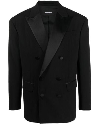 DSquared² Double-breasted silk-lapels blazer - Negro