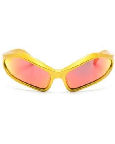 Balenciaga Sonnenbrille mit Logo - Gelb