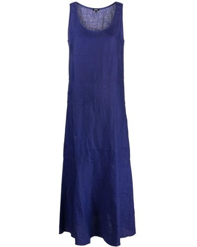 Aspesi Paneled Linen Maxi Dress - Blue