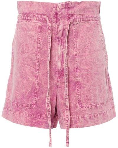 Isabel Marant Acid-wash Paperbag Shorts - Pink
