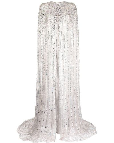 Jenny Packham Clara Crystal-embellished Long Cape - White