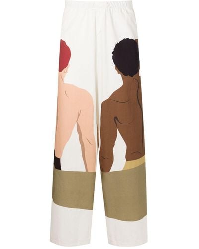 Amir Slama Graphic-print Wide-leg Pants - White