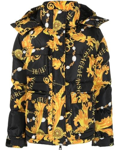 Versace Gefütterte Jacke mit Logo-Print - Gelb