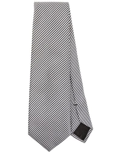 Giorgio Armani Gestreifte Krawatte aus Satin - Schwarz