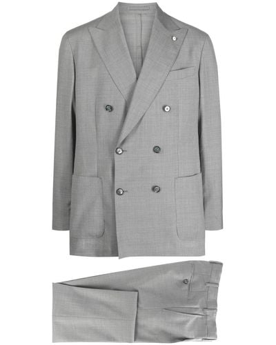 Luigi Bianchi Virgin Wool Double-breasted Suit - Gray