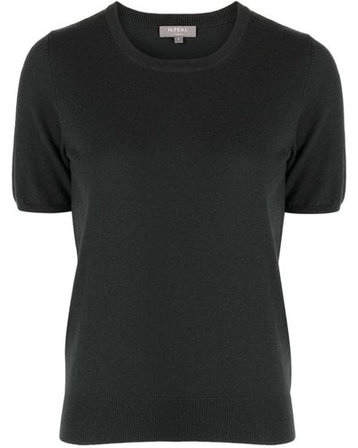N.Peal Cashmere Short-sleeved Cashmere Top - Black