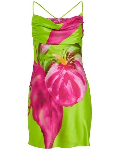 retroféte Azura Floral-print Silk Minidress - Pink