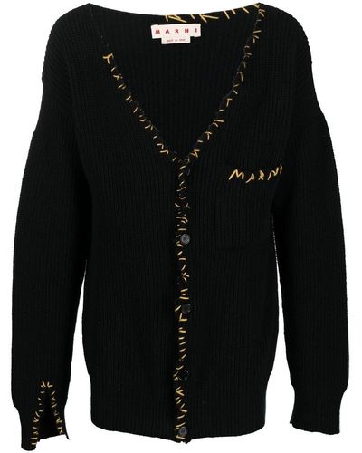 Marni Logo-embroidered Cardigan - Black