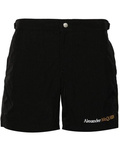 Alexander McQueen Logo-embroidered Swim Shorts - Black