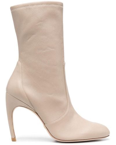 Stuart Weitzman Luxecurve 100mm Stretch Booties - Natural