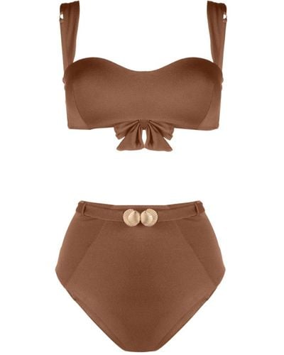 Noire Swimwear Seashell-motif Bandeau Bikini Set - Brown