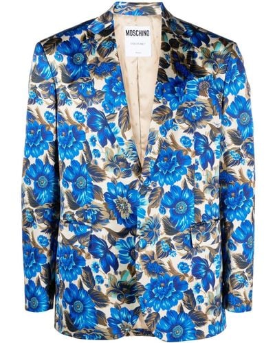 Moschino Single-breasted All-over Floral Print Blazer - Blue