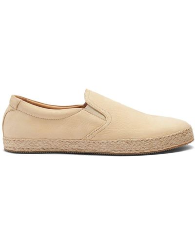 SCAROSSO Miguel Slip-on Leather Espadrilles - Natural