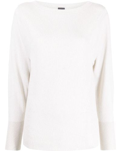 Lorena Antoniazzi Boat-neck Ribbed-knit Sweater - White