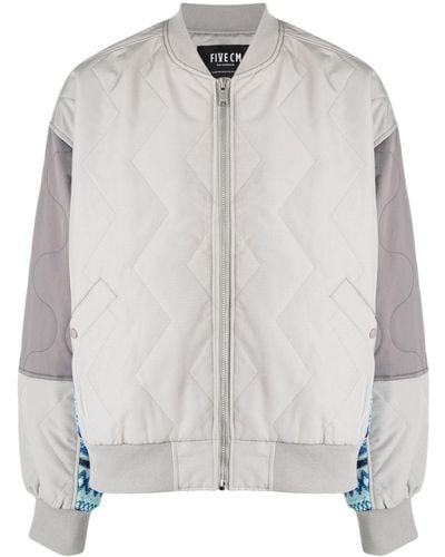 FIVE CM Knitted-panels Quilted Bomber Jacket - Gray