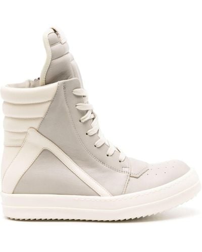 Rick Owens Geobasket Leather High-top Sneakers - Natural