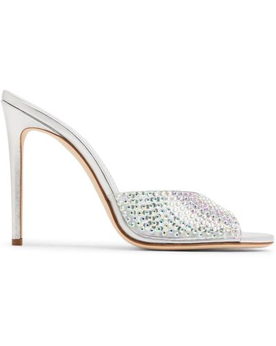 Paris Texas Crystal-embellished High-heel Mules - White
