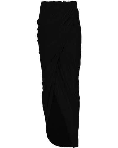 Rick Owens Jersey Draped Maxi Skirt - Black